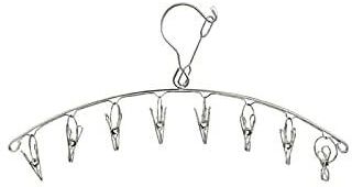NZNZ Clothes Drying Rack Clothes Hanger With 8 Clips, Stainless Steel Laundry Cabinet Clip 8-hole Clothes Hanger Closet Organizer (Color : 8 clip)