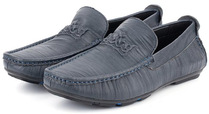 LR LARRIE Men Plain Moccasins Shoes - 3 Sizes (Navy)