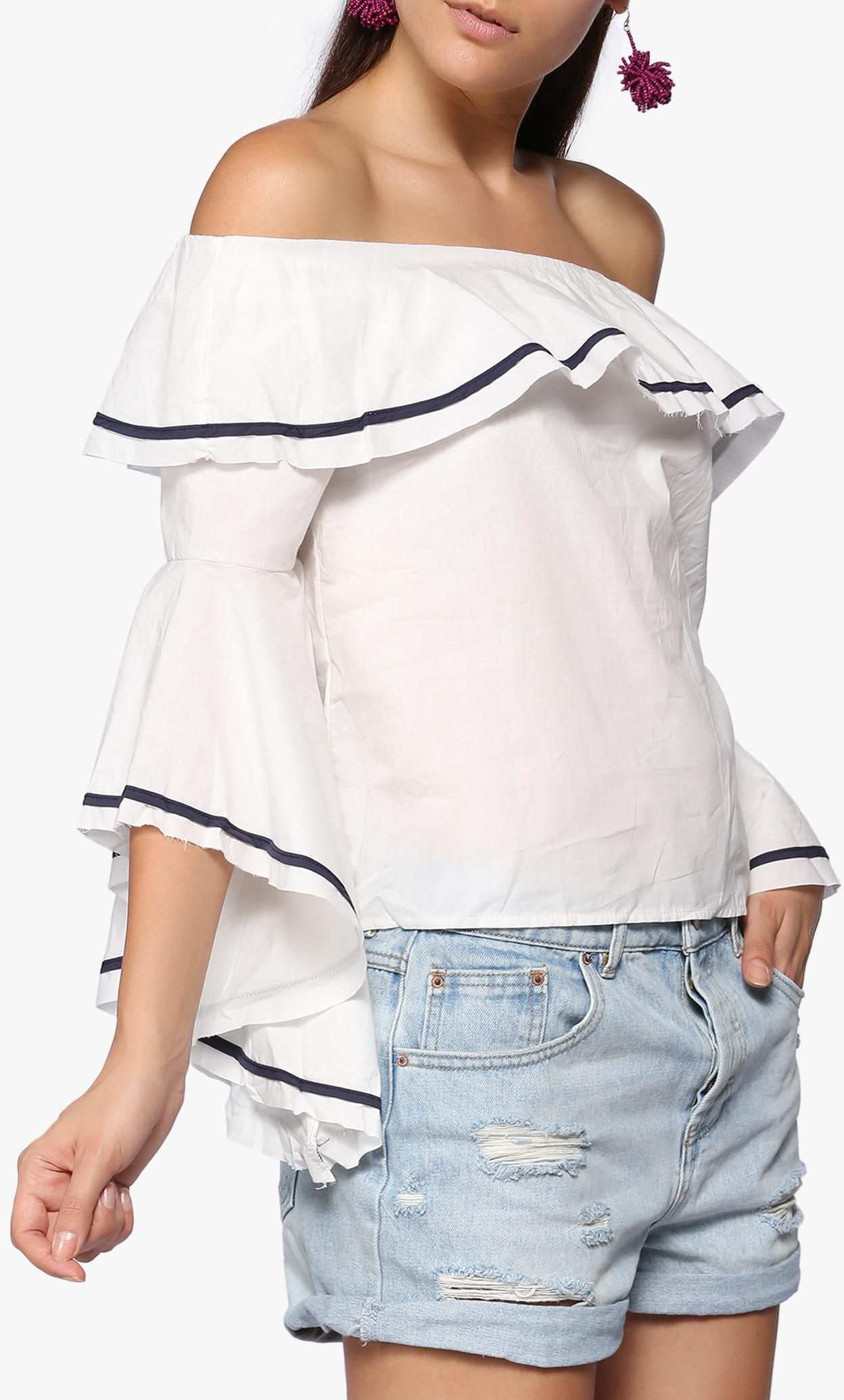 White Bell Sleeve Top