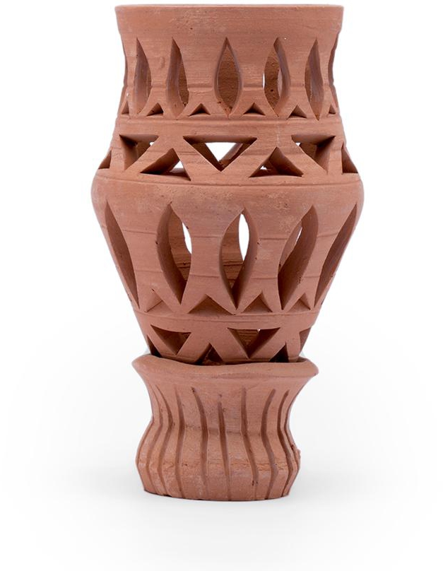 Handmade Pottery Pot with Cut-Out Design