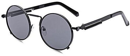 FSGS Black Stylish Colored Coating Ladies Eyewear Round Frame Punk Frog Sunglasses 45159