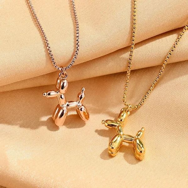 Simple Cool Cute Animal Necklace Female Clavicle Chain Rose Dogs Puppy Pendant Necklaces for Women