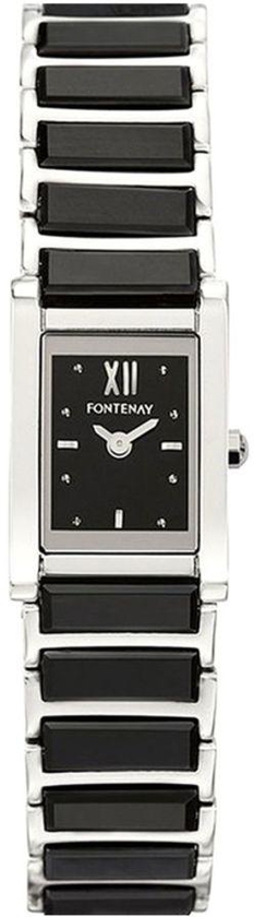 Fontenay Paris - casual women&#39;s Black and Silver Analog Ceramic watch - 313QMANCN