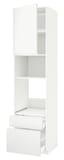 METOD / MAXIMERA خزانة عالية لفرن/م. مع باب/2 أدراج, أبيض/Voxtorp أبيض مطفي, ‎60x60x240 سم‏ - IKEA