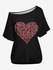 Plus Size Lip Printed Racerback Tank Top and Skew Neck Batwing Sleeves Heart Graphic Valentines T-shirt Set - 6x