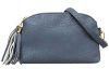 Bmc Womens Hazy Blue Textured Faux Leather Multi Compartment Tassel Zipper Fashion Clutch Hand Bag