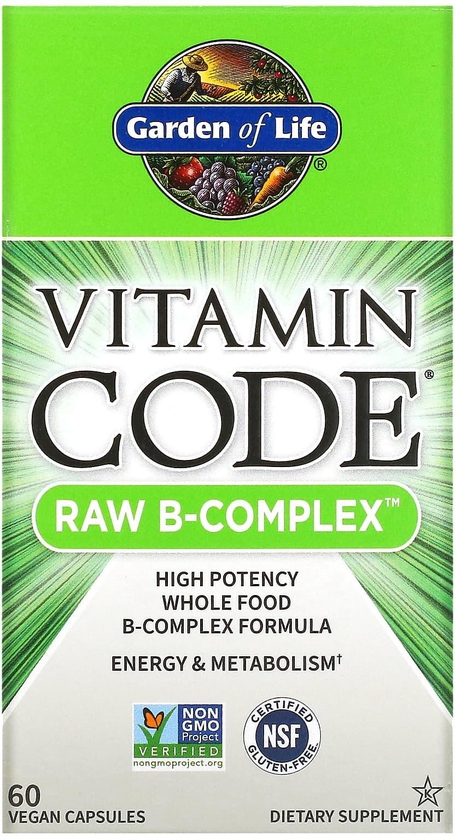 Garden of Life‏, Vitamin Code، RAW B-Complex، 60 كبسولة نباتية