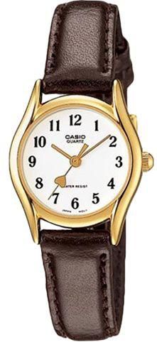 ساعة كلاسيكية للسيدات من "كاسيو" بمينا لون ابيض، بسوار من الجلد - LTP-1094Q-7B5