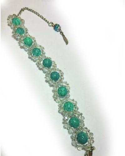Hand Made Gemstone & Crystal Bracelet - Green