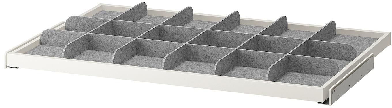 KOMPLEMENT Pull-out tray with divider - white/light grey 100x58 cm
