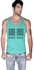 Creo House Music Barcode Printed Tank Top for Men - L, Green