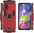 Full Protection Case With Metal Ring Cover For Samsung M51 - Red