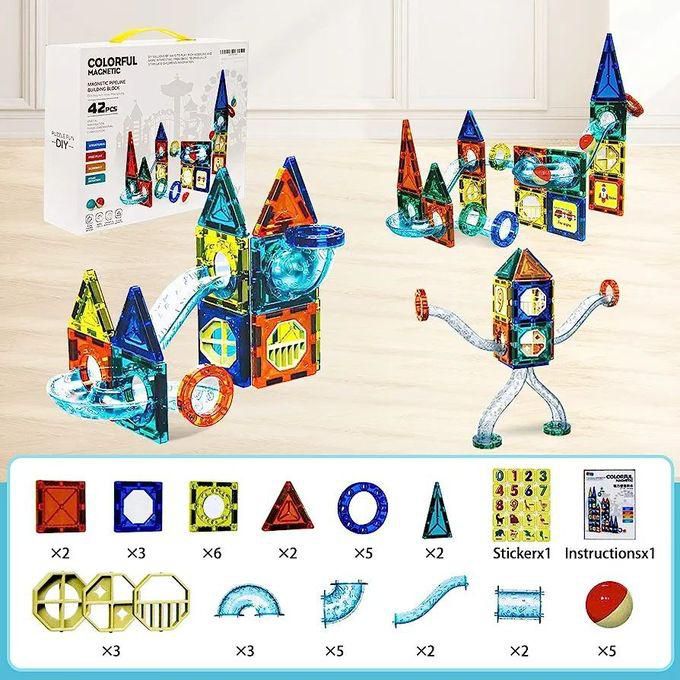 Magnetic Building Set for Kids - 42 pcs Magnet Blocks Toys Learning Educational