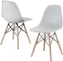 Dining Chairs, Modern Kitchen Dining Side Chair, Casual Shell Chair, Eames Style Chair, Plastic Chairs with Wooden Legs, for Home Office Hotel Bistro Cafe Restaurant, Set of 2 (White)