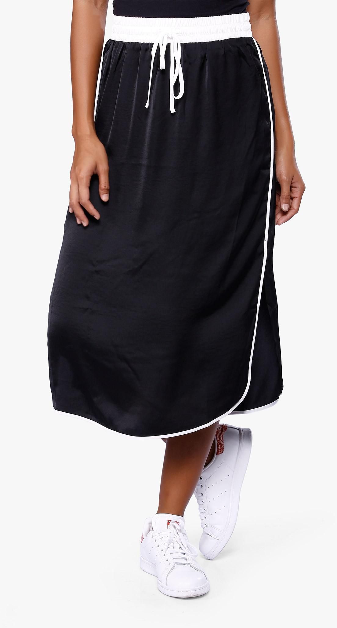 Black Contemporary Midi Skirt