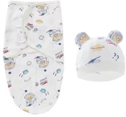 Baby Swaddle With Cap - Space Design