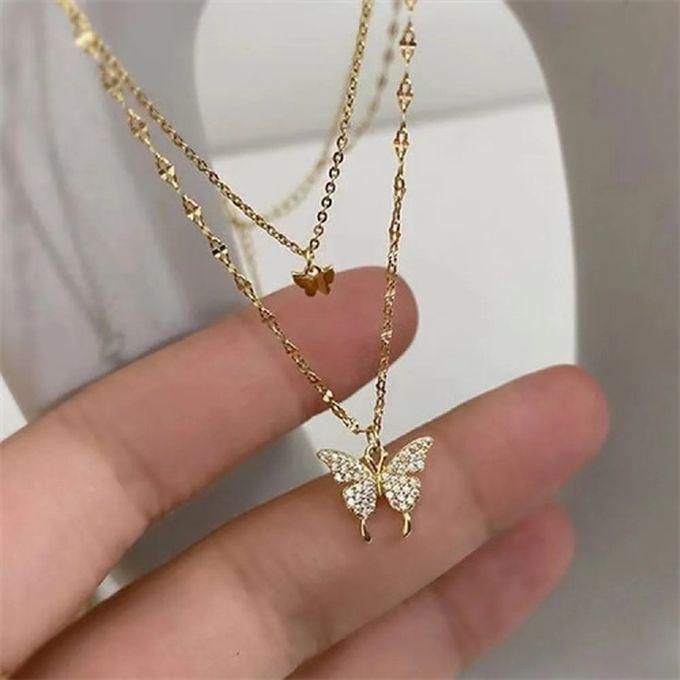 Fashion Double Layer Butterfly Necklace