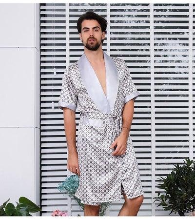 Printed Pyjama Robe Silver