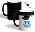 Graduation Owl Printed Colour Changing Coffee Mug Black 325ml