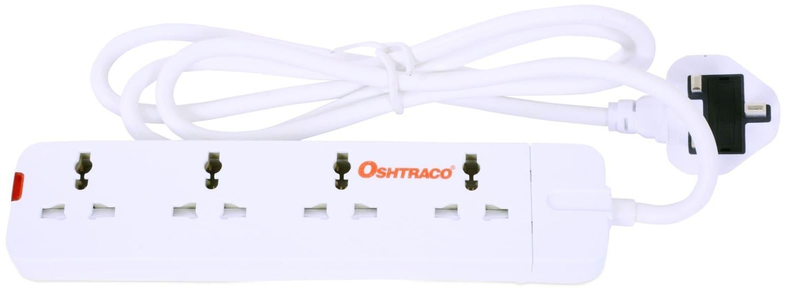Oshtraco 4-Way Universal Extension Cord White 2m