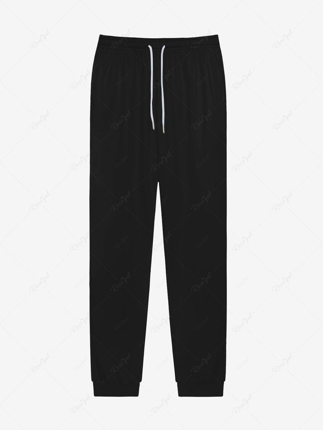 Gothic Plain Solid Drawstring Pocket Sweatpants For Men - 3xl