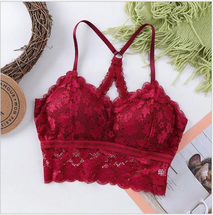 3D Fashion Fashion Free Size Lace Bralette Padded Full Cup RED