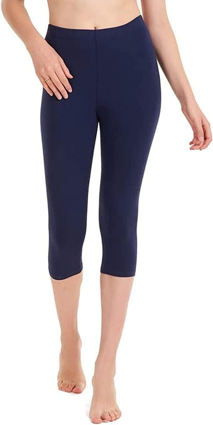 Red Cotton Women's Capri Leggings For Comfort And Style - Navy Blue