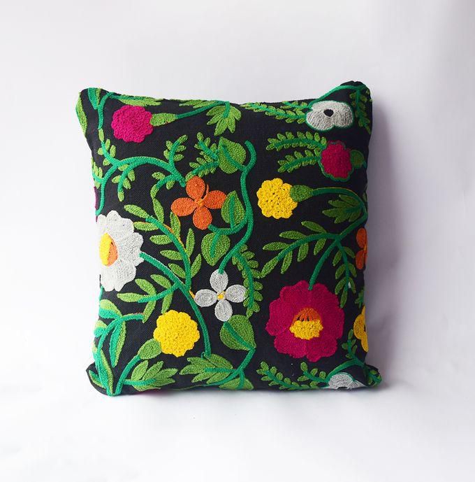 Floral Decorative Pillow Cover – Black