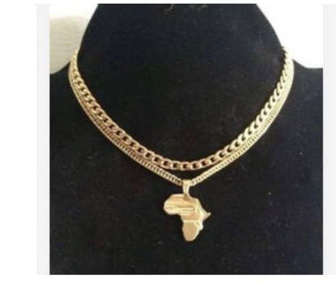 Cuban Link Chain With Map Of Africa Pendant Gold