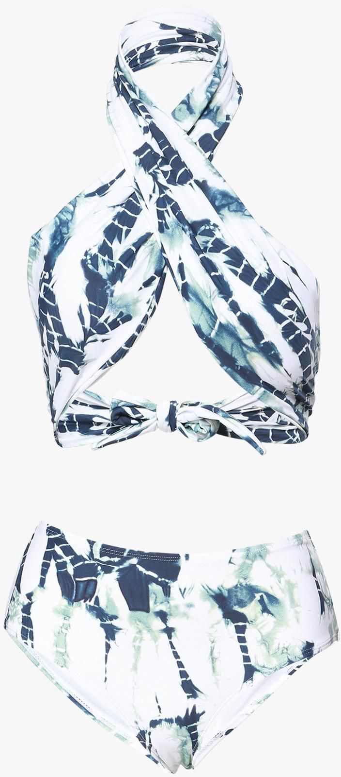 Marble Print Wrap Bikini Set