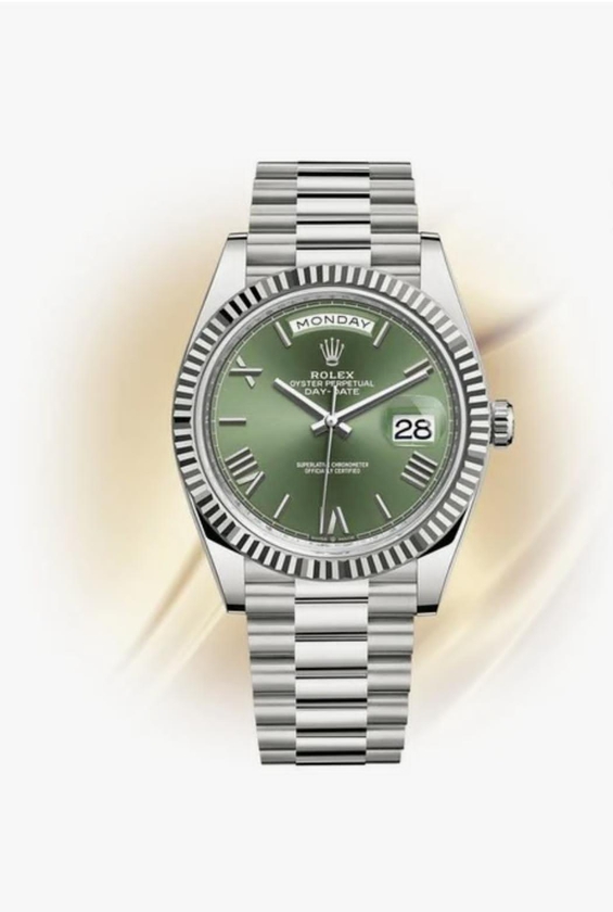 Rolex Day-Date 40
Olive Green Dial Silver President