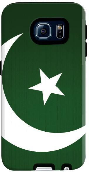 غطاء ستايلايزد بلون مطفي وبطبقتين ثنائيتين لهواتف سامسونج جالاكسي S6 - بتصميم علم الباكستان