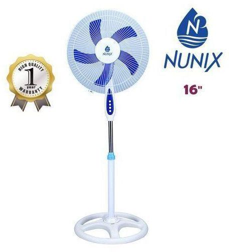 Nunix Fan , Stand, 16" - White & Blue