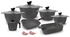 16Pieces Flower Granite Cookware Set Pot 18 - 20 - 24 - 28 - Grill 28 - Labneh 16 - Casserole 31 - 4 pot holder -Grey
