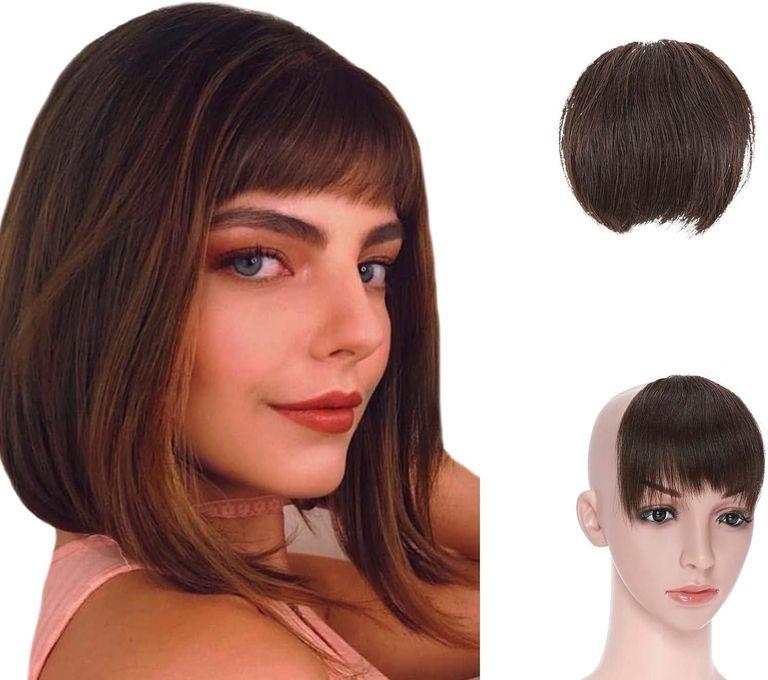 Synthetic Hair Front Bangs Extension Short Straight Brown