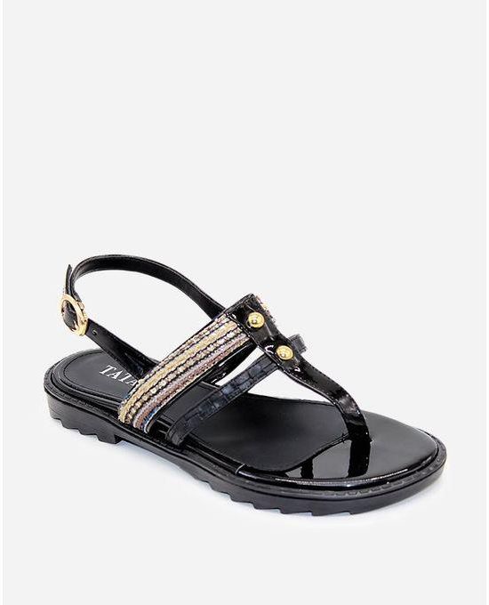 Tata Tio Flat Sandals - Black