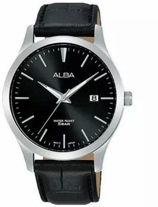 Alba Men's Hand Watch STANDARD Black Leather Strap - AS9M41X1