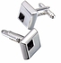 Men Silver Cufflinks Stainless Steel Vintage Square Crystal Wedding Party Gift Accessories