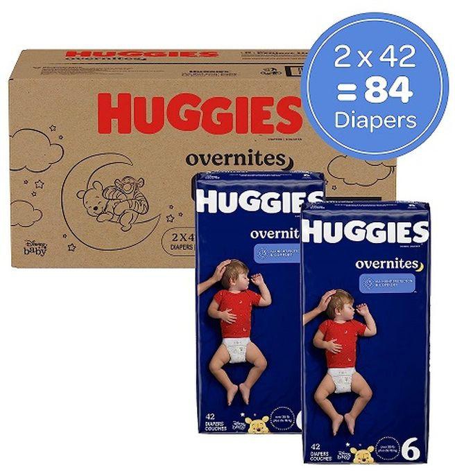 Huggies Overnites Nighttime Baby Diapers, Size 6, 84 Ct