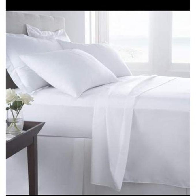 Cotton Plain White Sheets( 2pcs Bedsheets ▫️4pcs Pillow Cases )