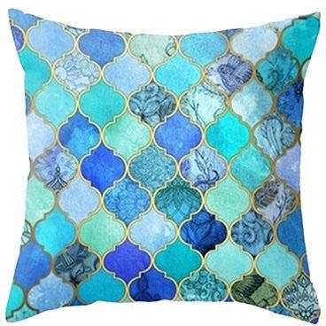 Boho Geometric Beach Painting Pillow Cover Multicolour 45x45centimeter