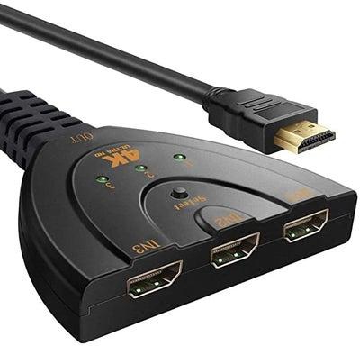 3 Port 4K HDMI Switch with Pigtail Cable Supports for 3D Blu-Ray/DVD Player - - 60Hz Full HD 1080P