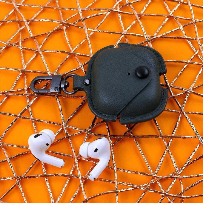 Unique Design Bluetooth Earphone Leather Case For Airpods 3 & Joyroom T03S Plus -DarkGreen