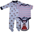 Baby Starters 3 Pcs Set Bodysuit, Sleepwear And Bib