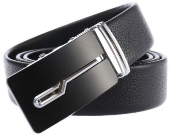 Designer Men's Automatic Buckle Belt - Black & Silver