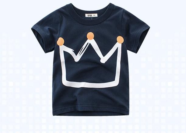 Koolkidzstore Crown Printed T-Shirts For Boys 2-10Y (Dark Blue)