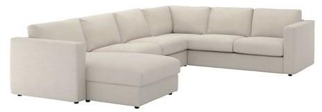 VIMLE Corner sofa, 5-seat, with chaise longue, Gunnared beige