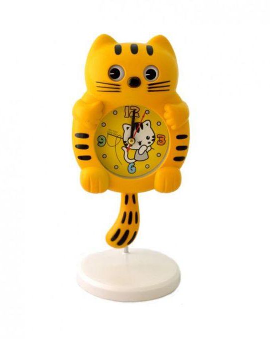 Generic CDT-YEL Cat Desktop Clock - Yellow