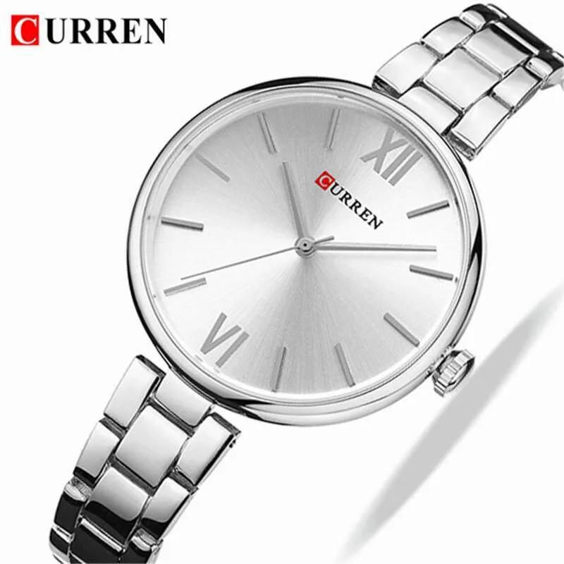 Silver Women's Quartz Wrist Watch Jewelry Stainless Steel For Ladies 9017