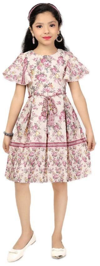 Ceemee Short Sleeves Floral Cotton Dress